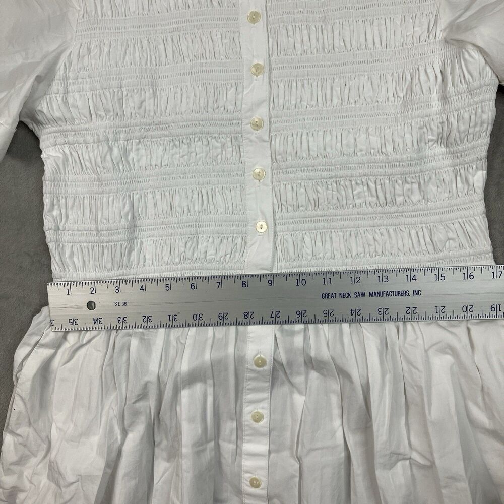 J Crew Elsie Shirt Dress Womens XL White Cotton Poplin Smocked Button Up CP995 - Picture 12 of 15